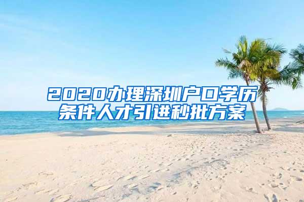 2020办理深圳户口学历条件人才引进秒批方案