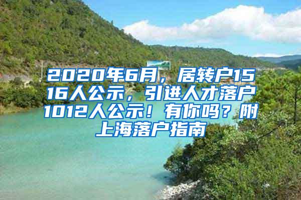 2020年6月，居转户1516人公示，引进人才落户1012人公示！有你吗？附上海落户指南