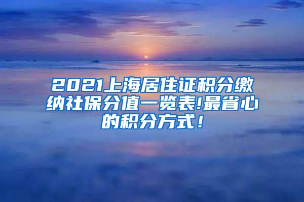 2021上海居住证积分缴纳社保分值一览表!最省心的积分方式！