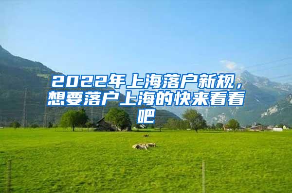 2022年上海落户新规，想要落户上海的快来看看吧