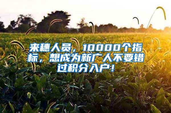 来穗人员，10000个指标，想成为新广人不要错过积分入户！