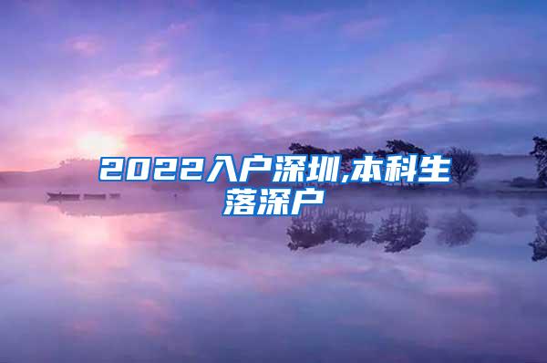 2022入户深圳,本科生落深户