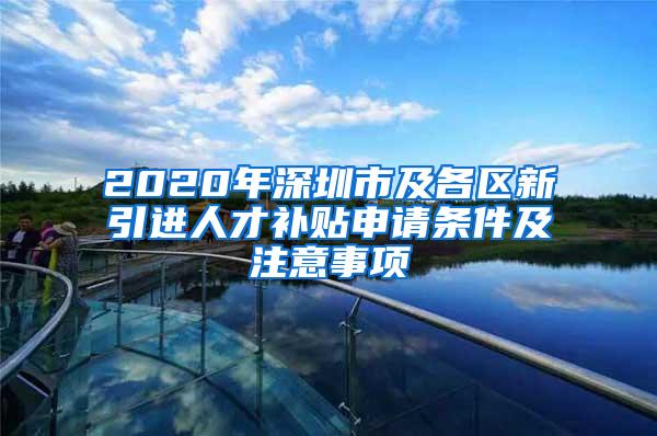 2020年深圳市及各区新引进人才补贴申请条件及注意事项