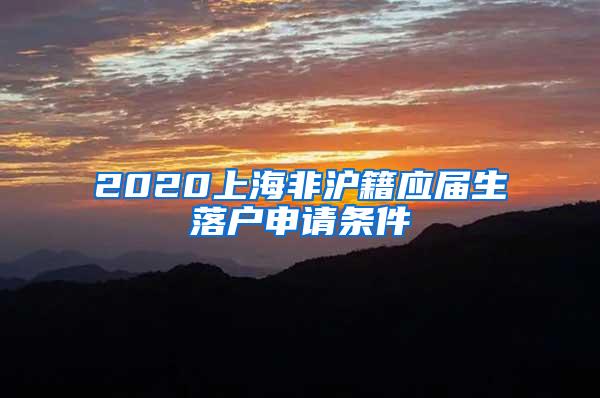 2020上海非沪籍应届生落户申请条件