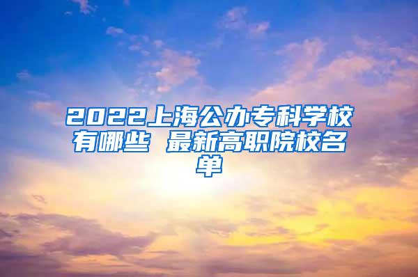 2022上海公办专科学校有哪些 最新高职院校名单