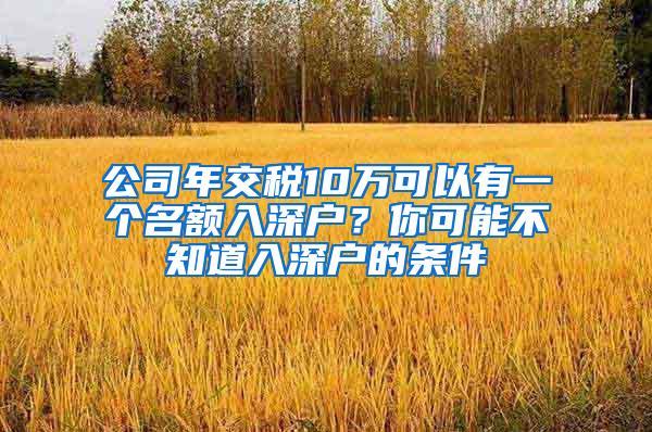 公司年交税10万可以有一个名额入深户？你可能不知道入深户的条件