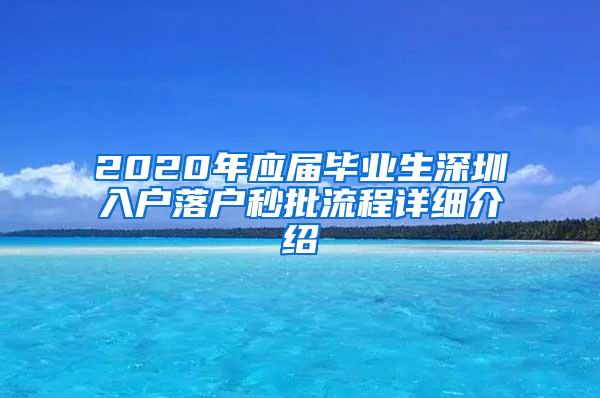 2020年应届毕业生深圳入户落户秒批流程详细介绍