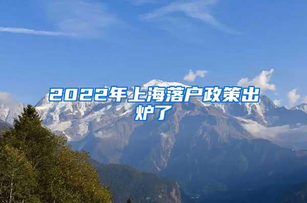 2022年上海落户政策出炉了