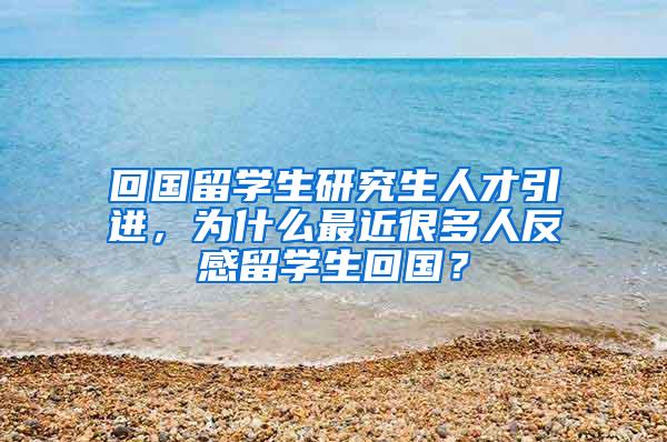 回国留学生研究生人才引进，为什么最近很多人反感留学生回国？