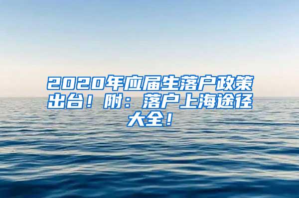 2020年应届生落户政策出台！附：落户上海途径大全！