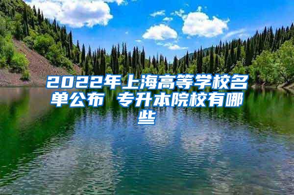 2022年上海高等学校名单公布 专升本院校有哪些