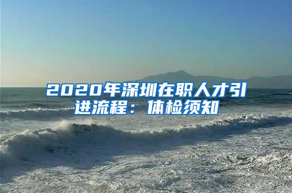 2020年深圳在职人才引进流程：体检须知