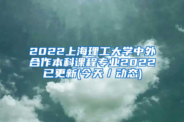 2022上海理工大学中外合作本科课程专业2022已更新(今天／动态)