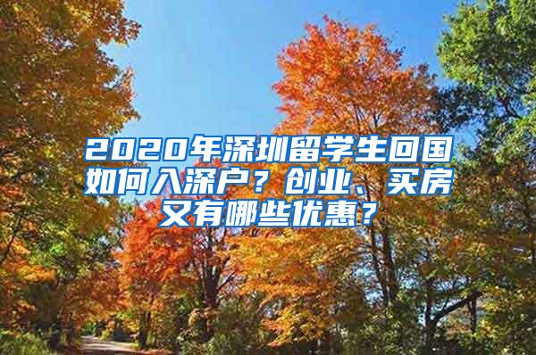 2020年深圳留学生回国如何入深户？创业、买房又有哪些优惠？