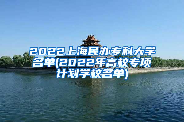 2022上海民办专科大学名单(2022年高校专项计划学校名单)