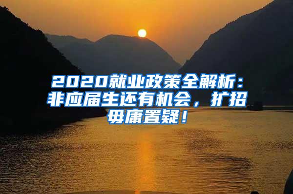 2020就业政策全解析：非应届生还有机会，扩招毋庸置疑！