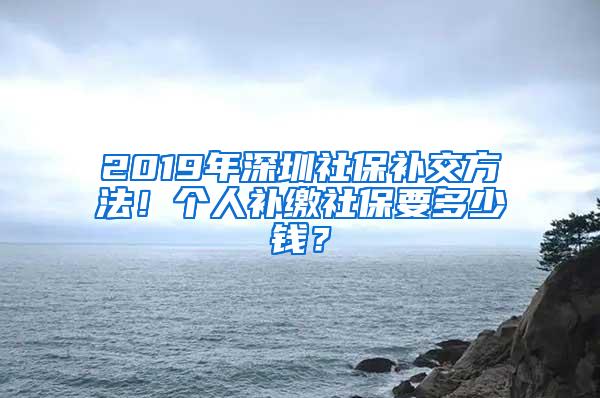 2019年深圳社保补交方法！个人补缴社保要多少钱？