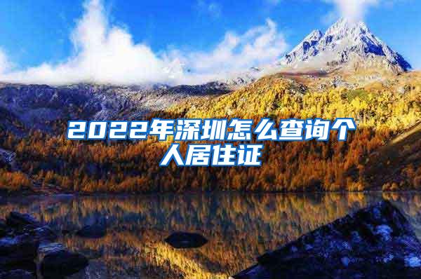 2022年深圳怎么查询个人居住证