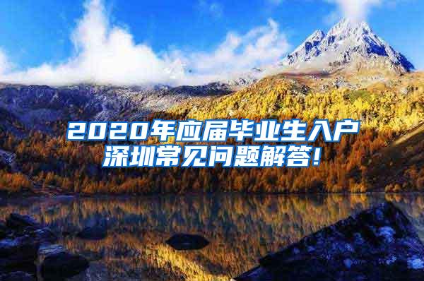 2020年应届毕业生入户深圳常见问题解答!