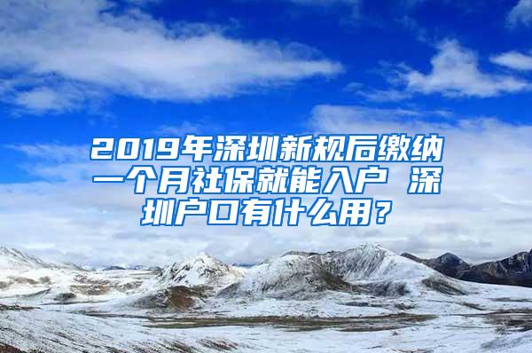 2019年深圳新规后缴纳一个月社保就能入户 深圳户口有什么用？