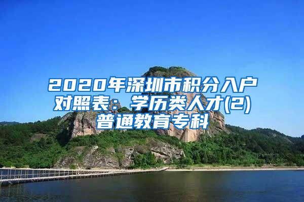 2020年深圳市积分入户对照表：学历类人才(2)普通教育专科