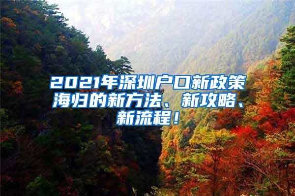 2021年深圳户口新政策海归的新方法、新攻略、新流程！