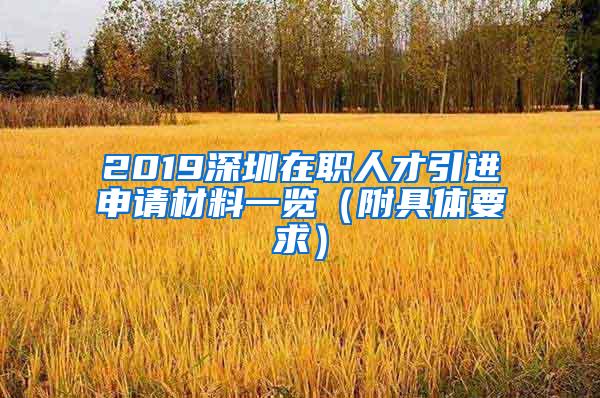 2019深圳在职人才引进申请材料一览（附具体要求）