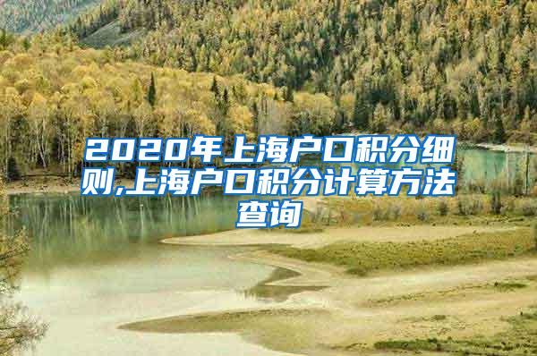 2020年上海户口积分细则,上海户口积分计算方法查询