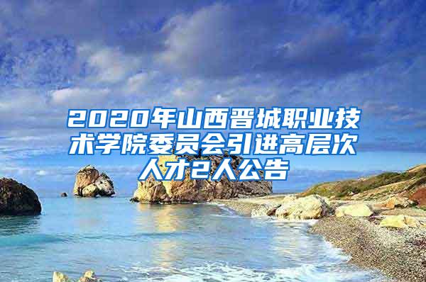 2020年山西晋城职业技术学院委员会引进高层次人才2人公告