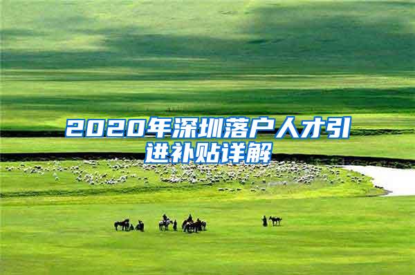 2020年深圳落户人才引进补贴详解