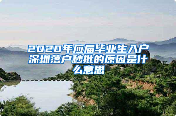 2020年应届毕业生入户深圳落户秒批的原因是什么意思