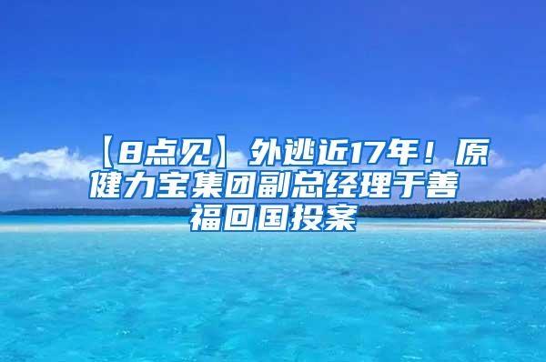 【8点见】外逃近17年！原健力宝集团副总经理于善福回国投案