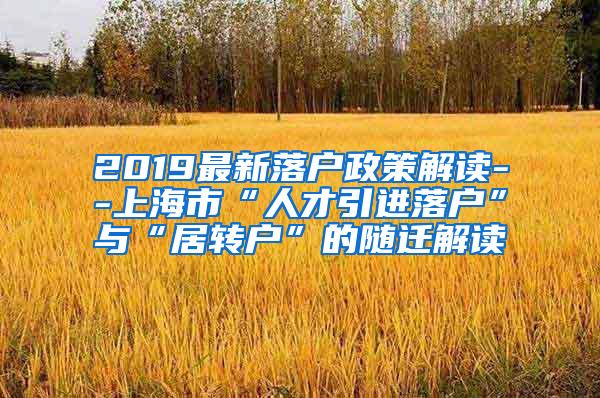 2019最新落户政策解读--上海市“人才引进落户”与“居转户”的随迁解读