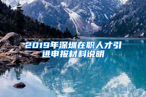 2019年深圳在职人才引进申报材料说明