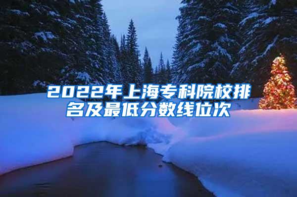 2022年上海专科院校排名及最低分数线位次