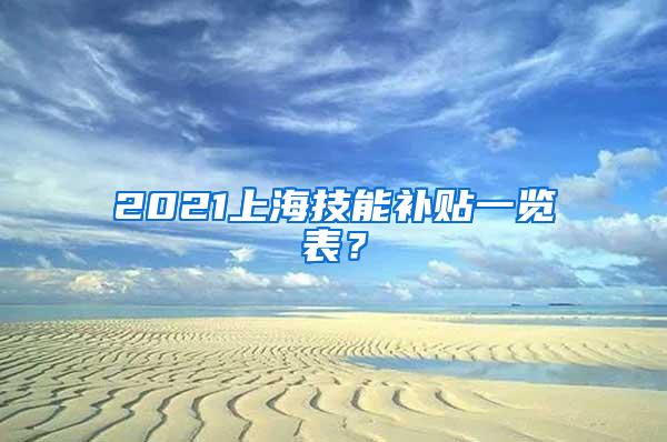 2021上海技能补贴一览表？