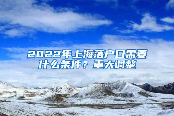 2022年上海落户口需要什么条件？重大调整