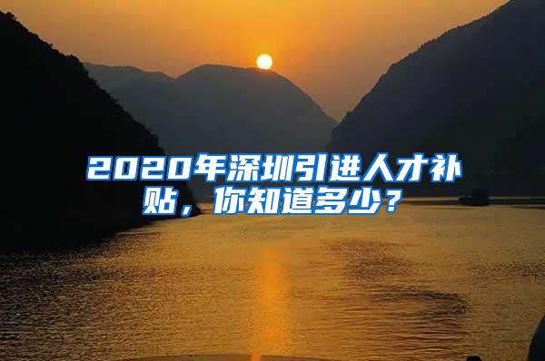 2020年深圳引进人才补贴，你知道多少？