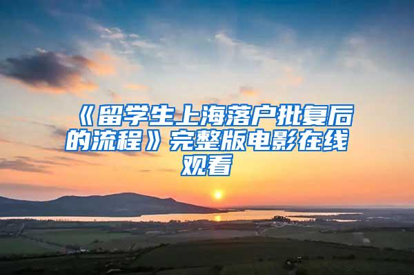 《留学生上海落户批复后的流程》完整版电影在线观看