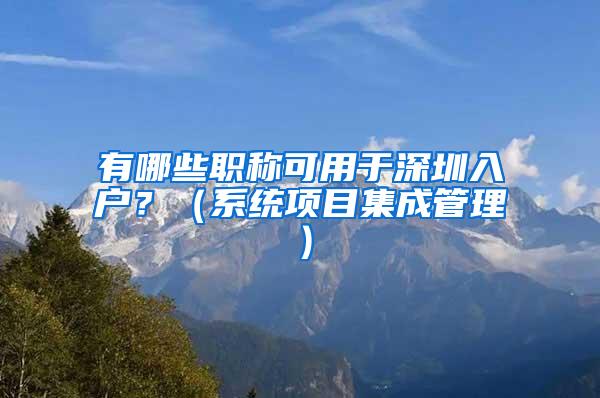 有哪些职称可用于深圳入户？（系统项目集成管理）