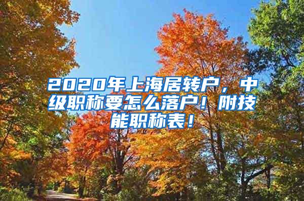 2020年上海居转户，中级职称要怎么落户！附技能职称表！