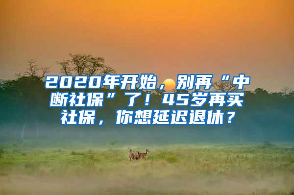 2020年开始，别再“中断社保”了！45岁再买社保，你想延迟退休？