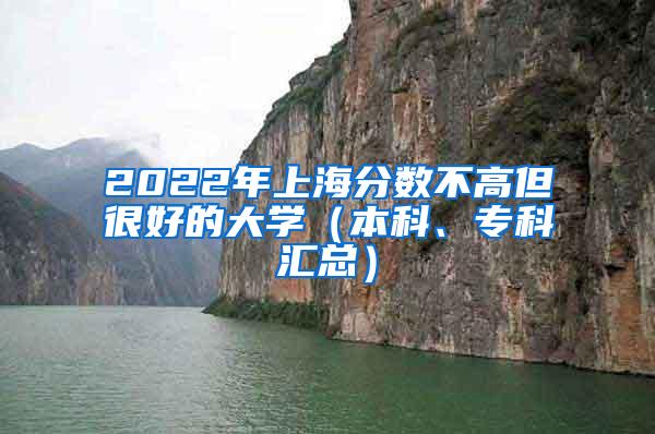 2022年上海分数不高但很好的大学（本科、专科汇总）