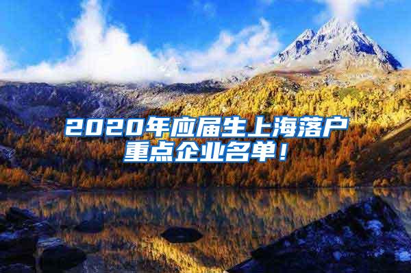 2020年应届生上海落户重点企业名单！