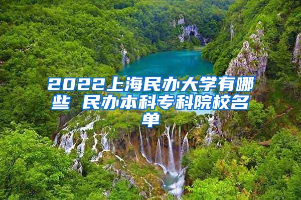 2022上海民办大学有哪些 民办本科专科院校名单