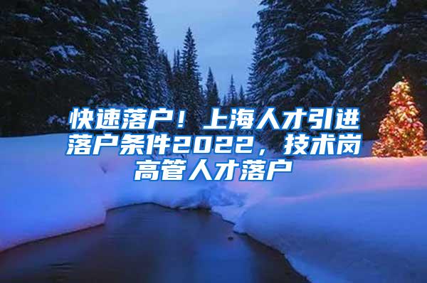 快速落户！上海人才引进落户条件2022，技术岗高管人才落户