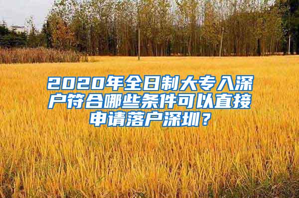 2020年全日制大专入深户符合哪些条件可以直接申请落户深圳？