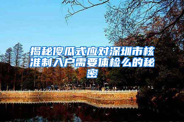 揭秘傻瓜式应对深圳市核准制入户需要体检么的秘密