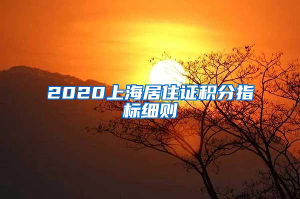 2020上海居住证积分指标细则