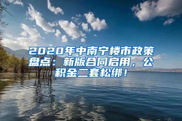 2020年中南宁楼市政策盘点：新版合同启用，公积金二套松绑！